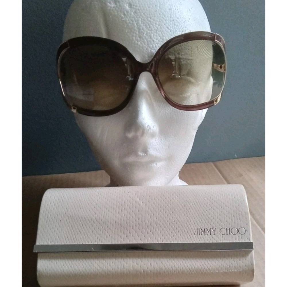 Jimmy Choo Sunglasses Brown Oversized Frames Designer Eyewear‎ Authentic